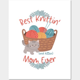 Best Knitting And Kitten Mom Ever Cute Funny Posters and Art